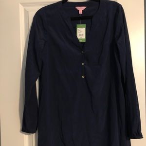 Lilly Pulitzer Delphine Silk Dress in Navy NWT